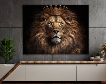 Lion Majestic Crown 60 Canvas Wall Art Decor