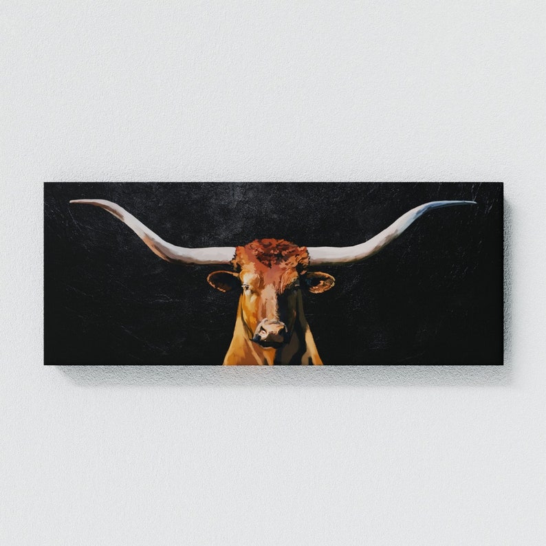 Texas Longhorn Head Canvas Wall Art Decor image 4