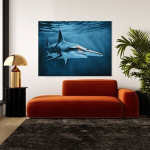 Shark Hammerhead Ocean 44 Canvas | Wall Art Home Decoration Painting ...