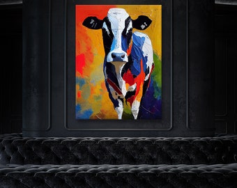 Cow 11 Colorful Canvas Wall Art Decor