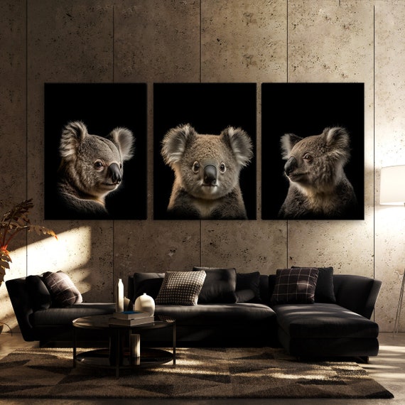 Animal Art Painting on Canvas Colorful Koala Art Pictures Print Cute Wall  Posters for Living Room Kids Room Wall Decor Framed : : Home