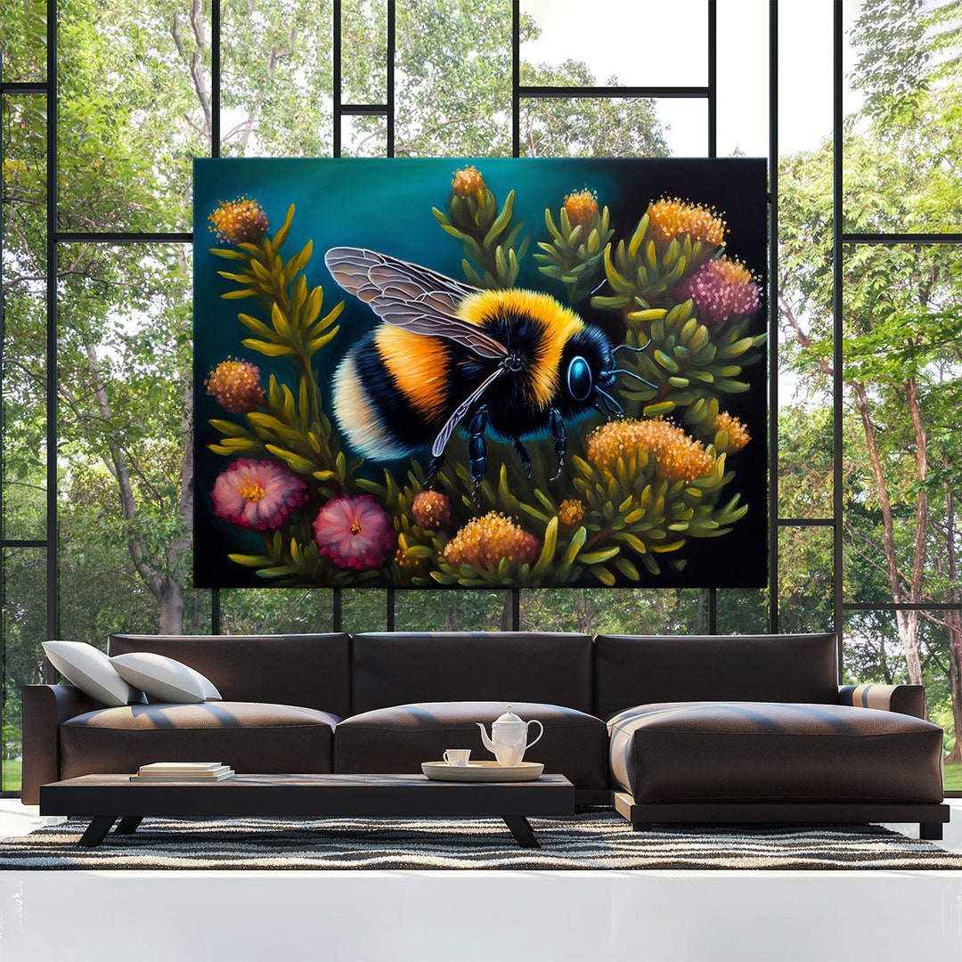 Bumblebee On Verbena Photographic Art Canvas main image 1