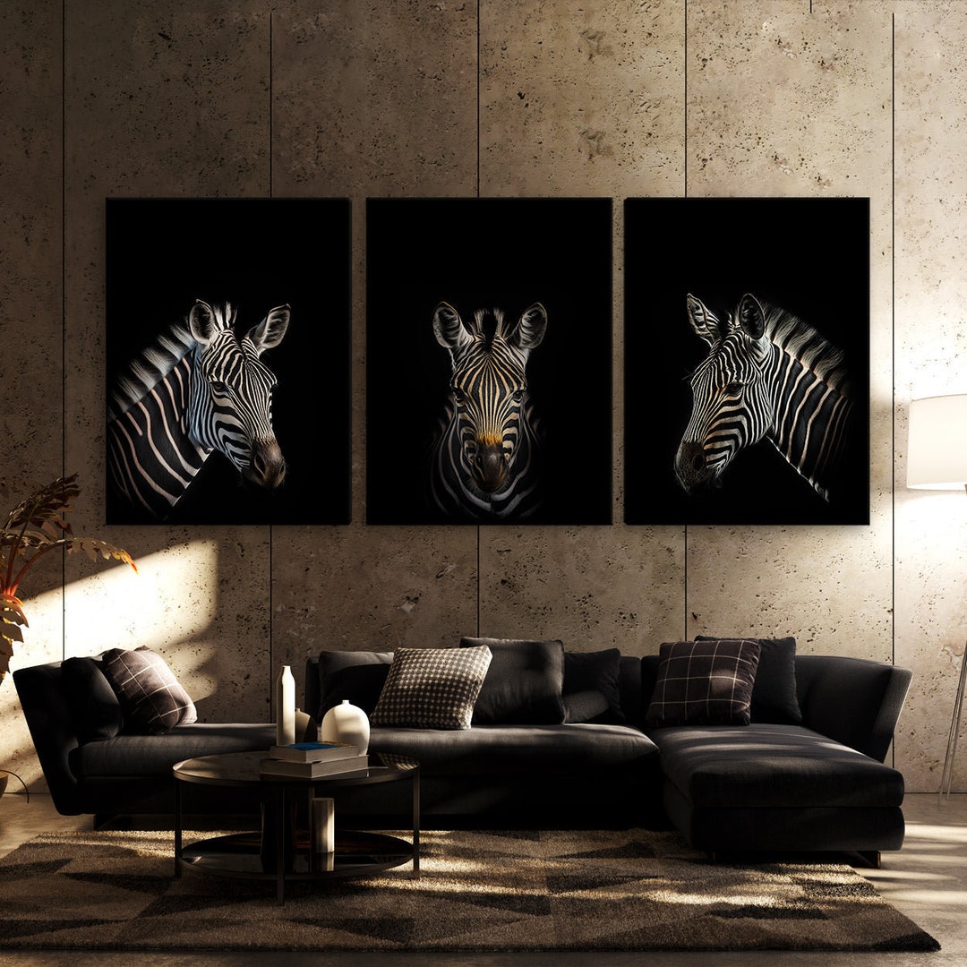 Zebra Canvas Wall Art Decor Etsy