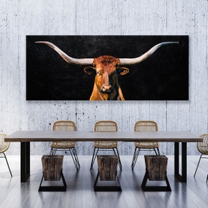 Texas Longhorn Head Canvas Wall Art Decor image 3