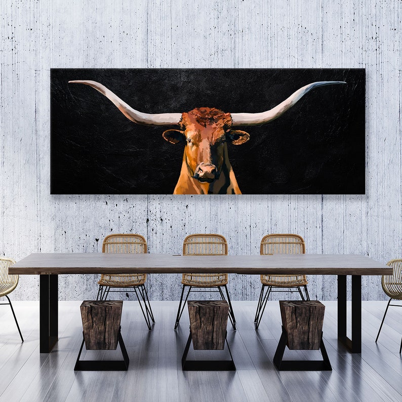 Texas Longhorn Head Canvas Wall Art Decor image 3