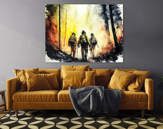 Firefighter Firefighters Forest 4 Canvas Wall Art Decor - Etsy