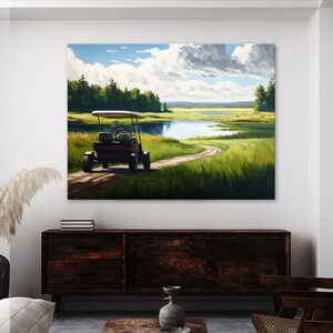 Golfkar fairwaylandschap 23 canvas | Muurkunst Woondecoratie Schilderij Poster Print