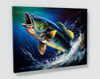 Large Mouth Bass Fish Canvas Wall Decor, 44% OFF