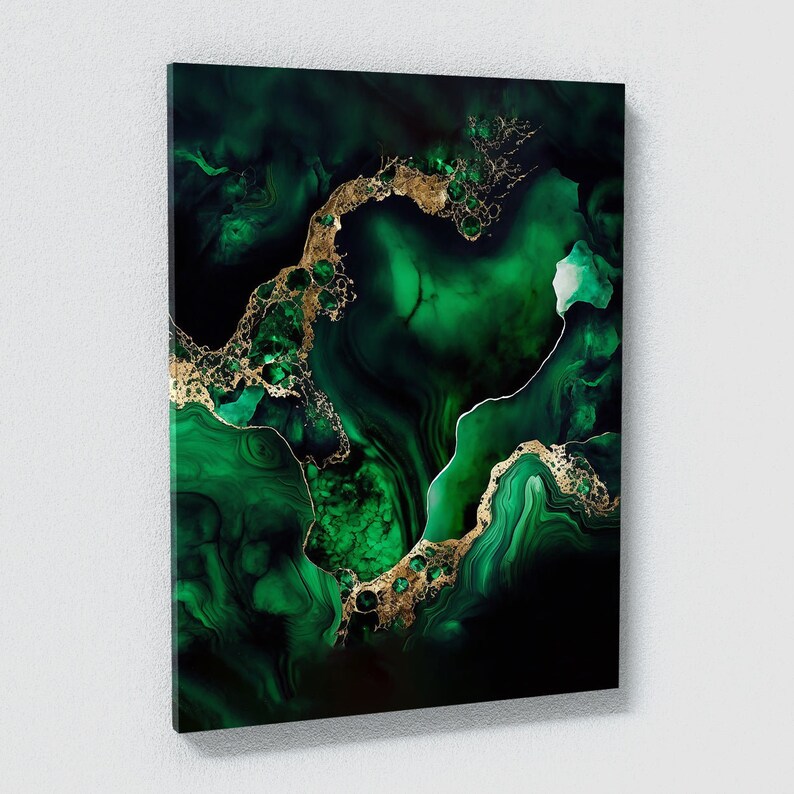 Marble Modern Luxury Emerald Green Canvas Wall Art Home Etsy