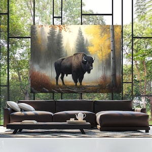 Bison Forest Autumn 5 Canvas Wall Art Decor