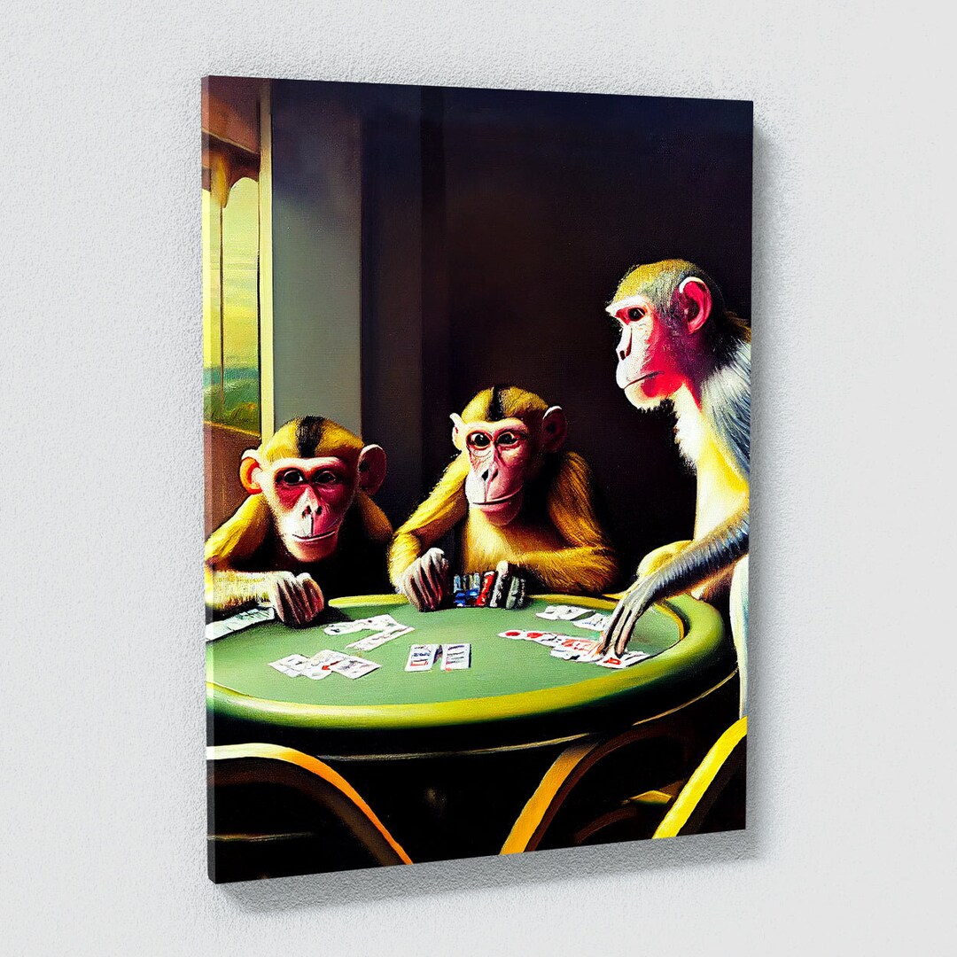 Monkeys Playing Poker 1 Canvas Wall Art Decor Etsy