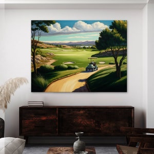 Golf Cart Fairway Landschaft 25 Leinwand | Wand Kunst Dekoration Gemälde Poster Drucken