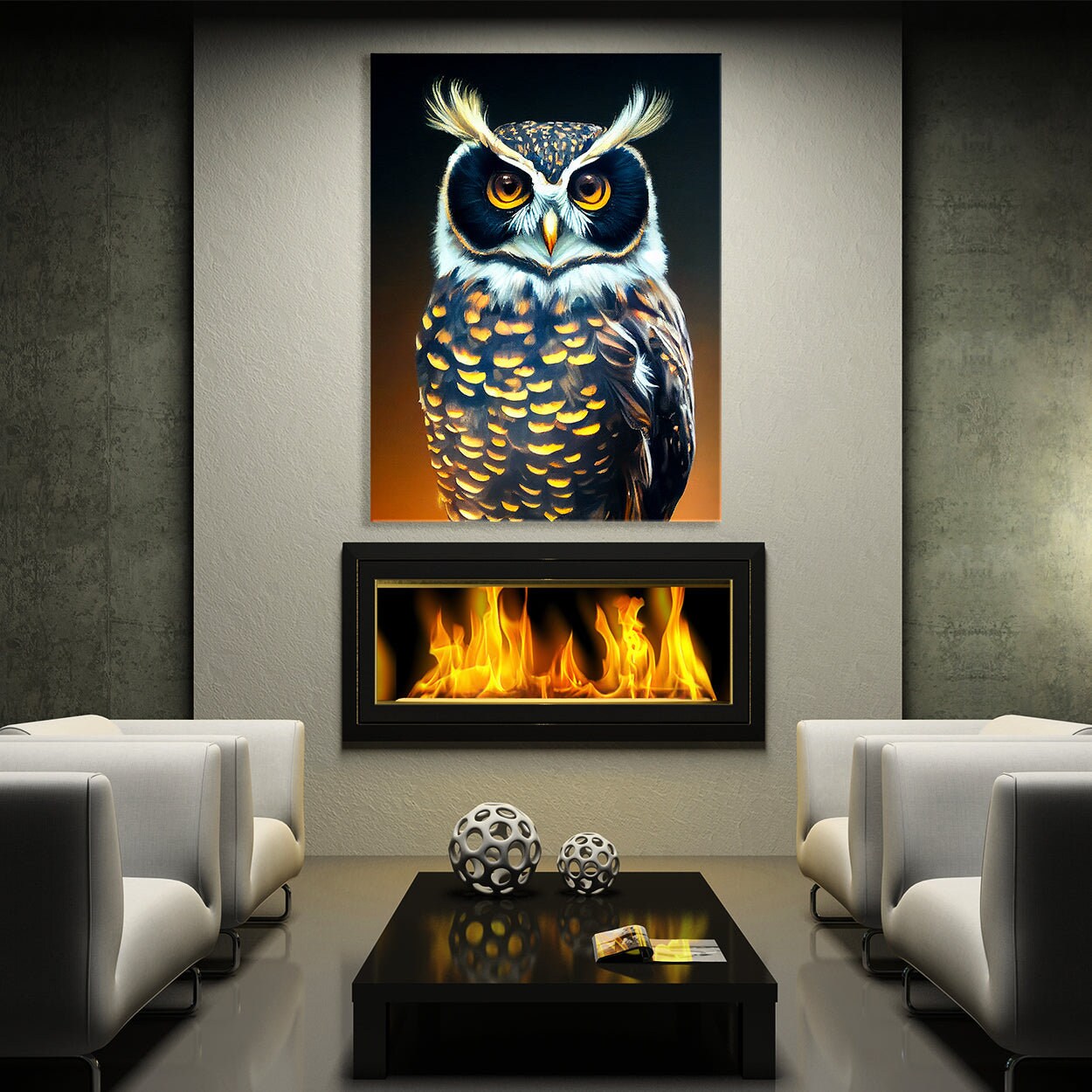 Wall26 Canvas Wall Art Isolated Flying Owl Canvas Painting Wall Poster Decor for Living Room Framed Home Decorations, Size: 12 x 18