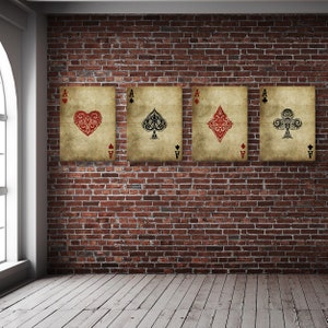 4 Set Ace Playing Cards Canvas Wall Art Decor