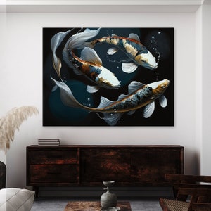Pez Koi japonés Koi hoja de oro 60 lienzo/arte de pared decoración del hogar pintura póster impreso
