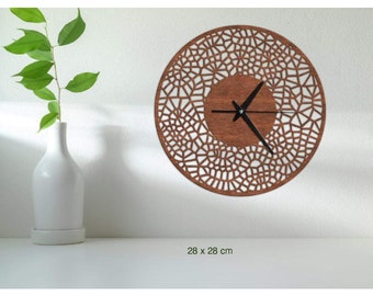 Filigree Mandala Wall Clock, Modern Silent Large Wall Clock, Home Decor Gift for Her, Silent Sweep Wooden Decor, Natural Birch Wood