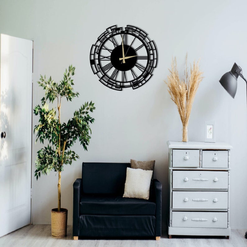 Large Modern Wooden Wall Clock, Christmas Gift, Clock With Numbers, Modern Large Silent Clock, Unique Wall Hanging, Modern Wall Clock zdjęcie 2