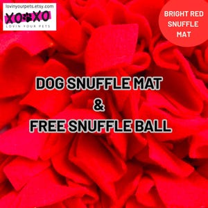 Red Snuffle Mat: Interactive Dog Treat Puzzle with Free Fleece Ball.