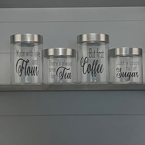 Kitchen Storage Jars, Set of 2, Set of 3, Set of 4, Coffee, Tea, Flour, Sugar, Salt, Pepper