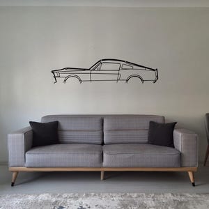 Classic Mustang Muscle Car Wall Art, Vintage Sports Car Silhouette Metal Decor, Retro Garage Man Cave Gift, Gift for Men, Auto Sign