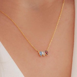 Drop Birthstone Necklace, Family Birthstone Necklace, Birthstone Jewelry, Tear Drop Birthstone Necklace, Gift for Mum Grandma Auntie Sister