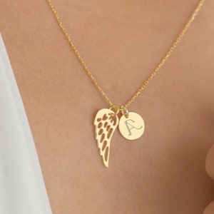 Collar de ala de ángel personalizado, regalo para persona fallecida, collar de aborto espontáneo personalizado, regalo conmemorativo, regalo de Navidad, collar con letras