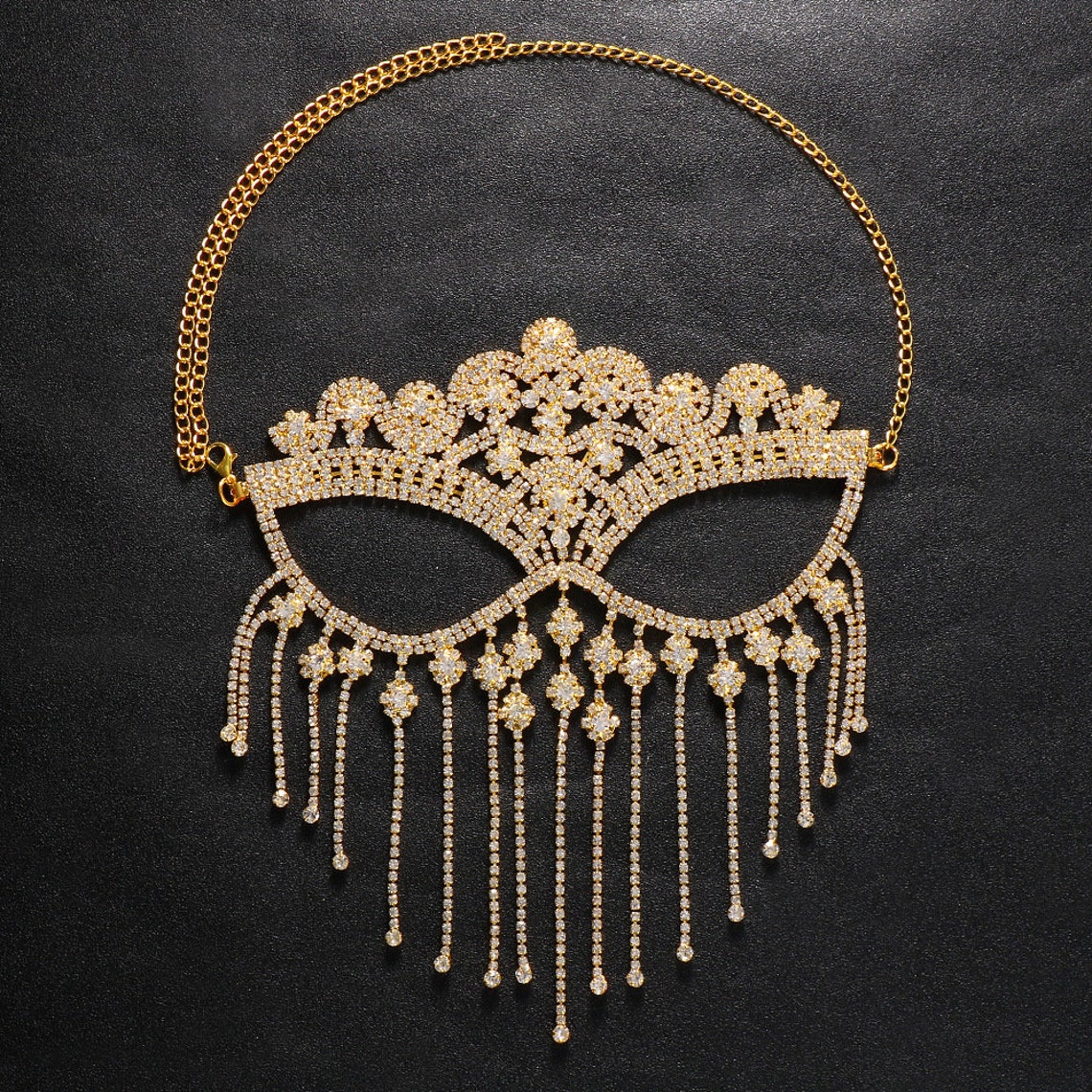 New Style Rhinestone Mask Prom Mask Masquerade Face Mask Etsy