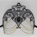 Masquerade Mask, Gold Majestic Mask, Goddess Masquerade Mask, Masquerade Ball Mask, Mask with Rhinestones and layered jewelry chains 