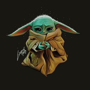 Grogu Print Of Art // 210x210 (The Mandalorian)