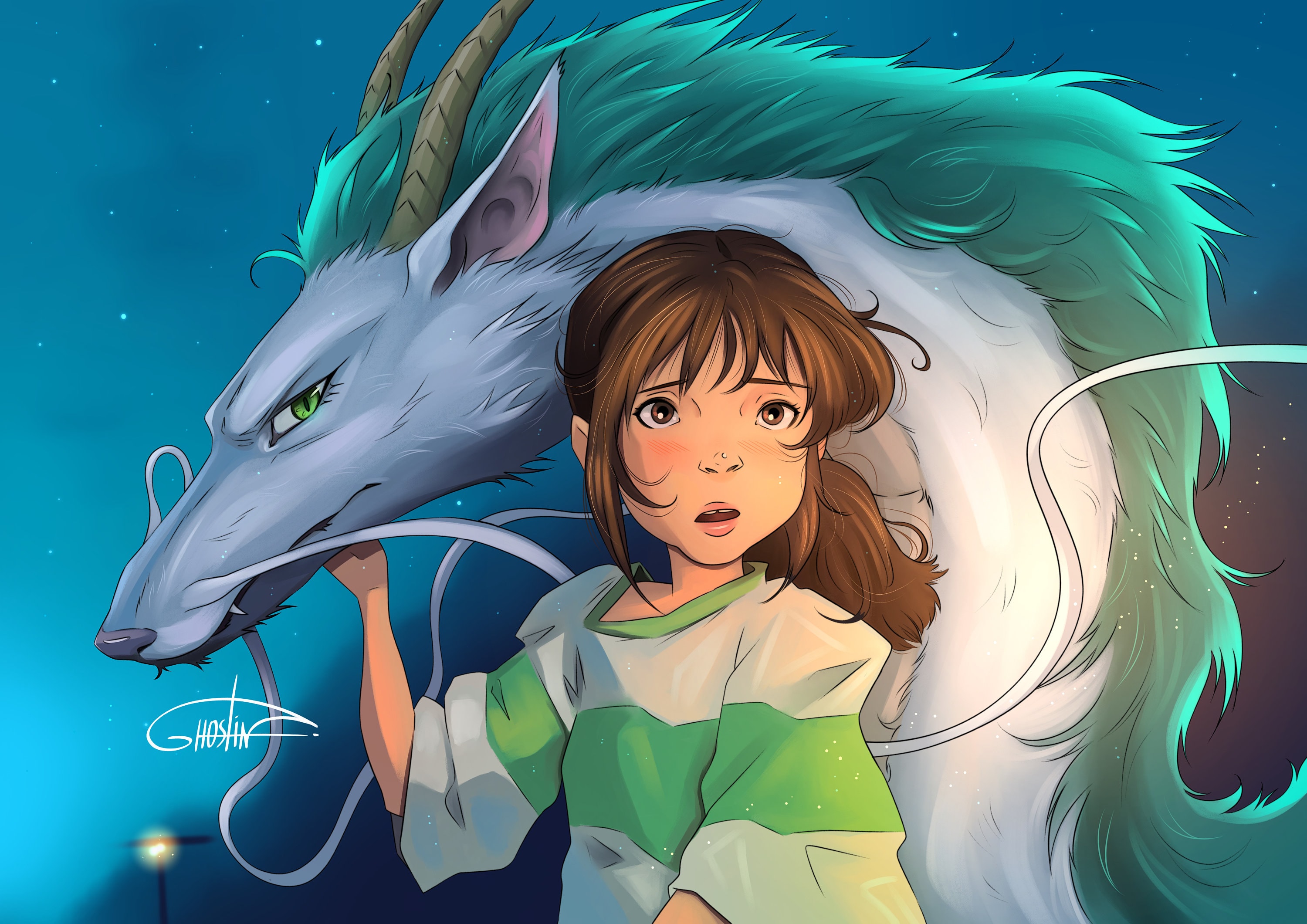 千と千尋の神隠し 千尋とハクのプリント A4 - Etsy 日本