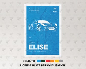 Lotus Elise Car Print, Lotus Elise Retro British Poster, Exige Owner Garage Graphic Art, Lotus Owner Mancave Print, Gran Turismo Classic Car