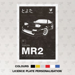 Toyota MR2 MK2 Retro Print - Japanese Classic Car Poster - Petrolhead Garage Graphic Art - Gran Turismo Mancave Lounge Print - Vintage Art