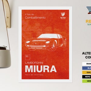 Lamborghini Miura P400 Retro Print - Car Art - Birthday Christmas Petrolhead Gift