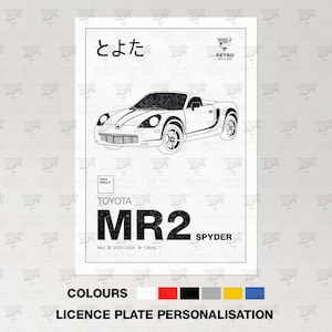 Toyota MR2 Spyder Retro Print - Japanese Classic Car Poster - Petrolhead Garage Graphic Art - Gran Turismo Mancave Lounge Print
