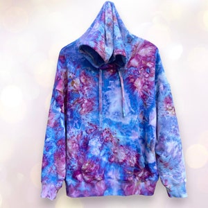 Ice Dyed Hoodie, Women's Size XL, Watercolor Dyed Sweatshirt in Evening Lilacs Colorway