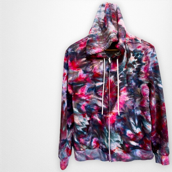 Black Tie Dye Women's Zip Up Hoodie