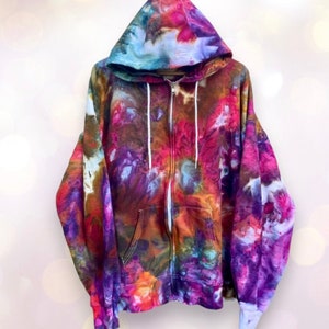 Ice Dyed Zip-Up Hoodie, Adult Size XL, Incline Tie Dye Sweatshirt