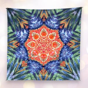 Tie Dye Tapestry, 58&quot;x 58&quot;, Ice Dyed Boho Wall Art