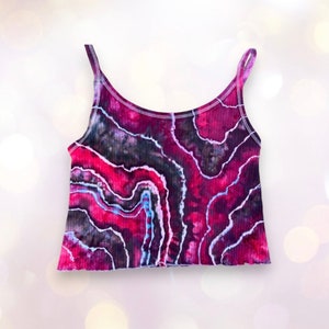 Tie Dye Cami Top, Women&#39;s 2X, Ice Dyed Tank in Hot Pink and Black
