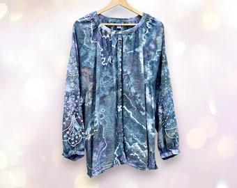 Geode Ice Dye Button Down Shirt, Women's 4X