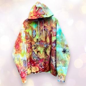 Tie Dye Hoodie, Adult Size XL, Ice Dyed Sweatshirt
