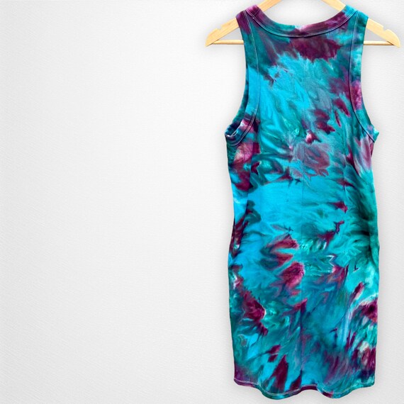 Tie Dye Dress, Womens Size XL, Ice Dyed Undersea Fitted Mini Dress