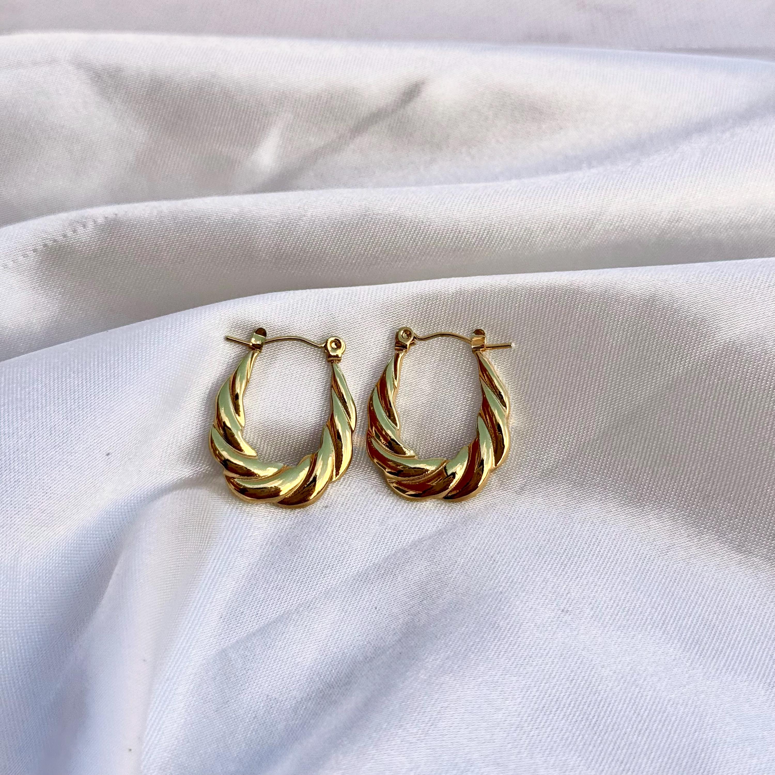 Twisted Rope Hoop Earrings | 18K Gold Plated Look - Etsy