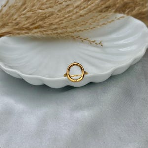 Gold Oval Open Ring | Adjustable Stainless Steel Ring | Anti-Tarnish Minimal Ring | Handmade Open Band | Free Size Gold Jewellery
