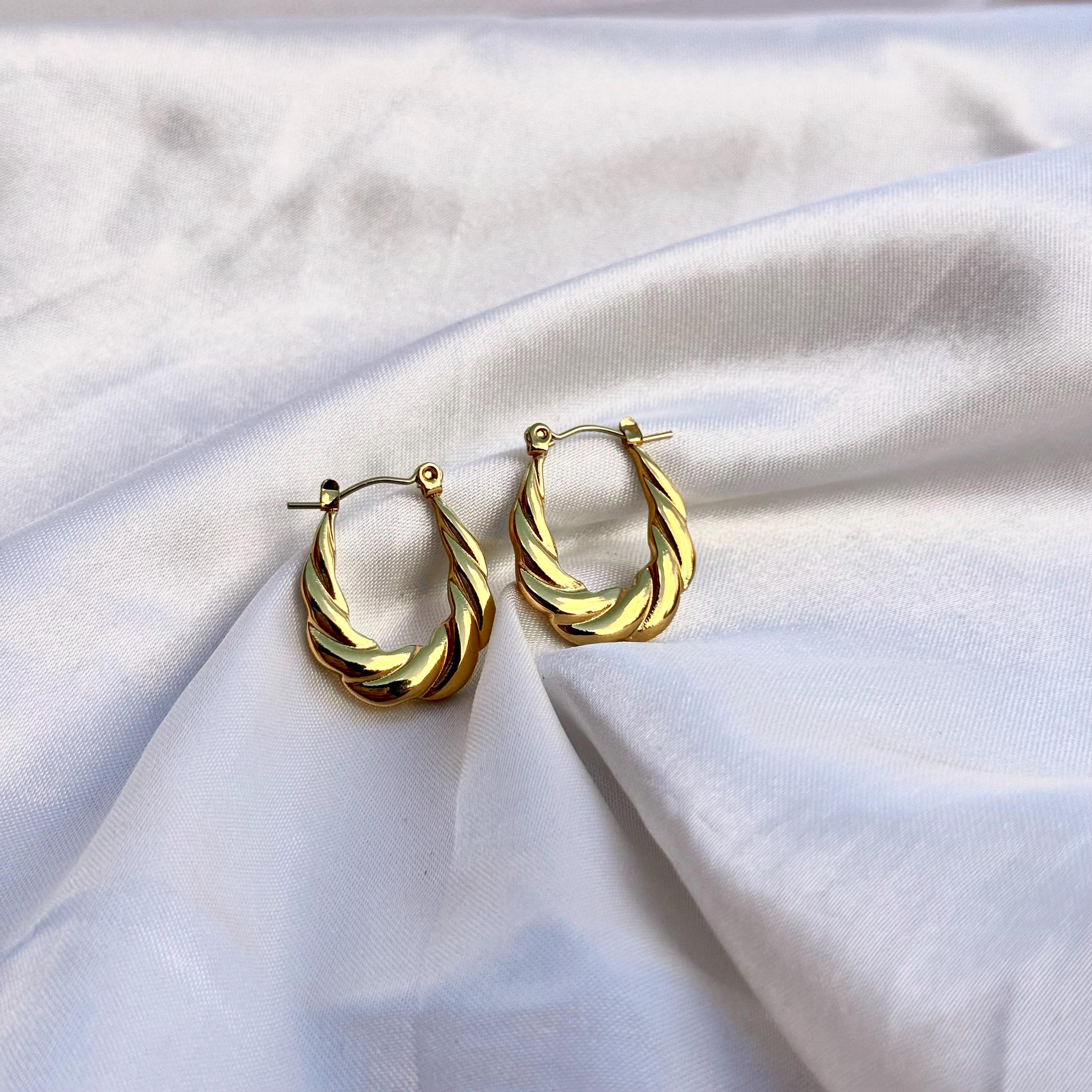 Twisted Rope Hoop Earrings | 18K Gold Plated Look - Etsy