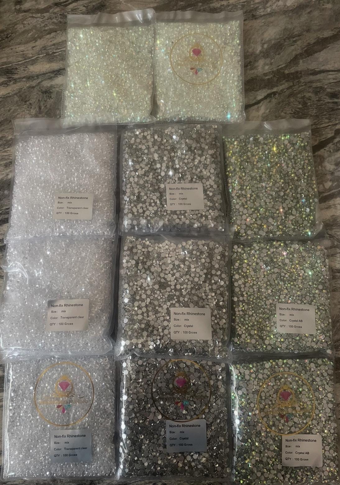 14400pcs Bulk Glass Non Hotfix Rhinestones | Mixed Sizes