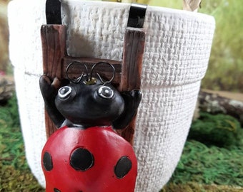 Ladybug Pot Hugger "Nibbles" / Garden Decor/ Garden Accessories/ The Elf's Cottage