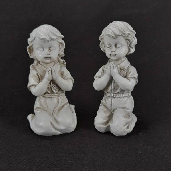 Praying Girl and Boy Garden or Tabletop  Decor/ Garden Accessories/ Yard Art/ Home decor/ The Elf's Cottage