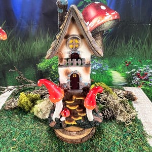 Fairy House “Moonspore Nook” / Fairy garden Decoration / The Elf&#39;s Cottage
