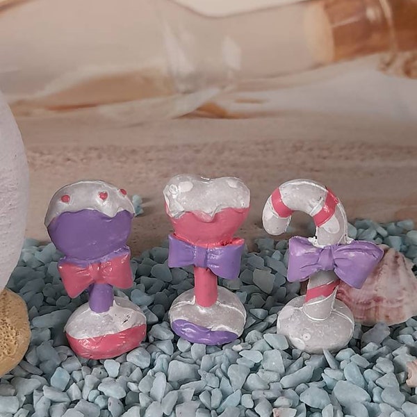 Set of 3 Miniature Fairy Garden sweets decor/ Fairy garden accessories/ The Elf's Cottage